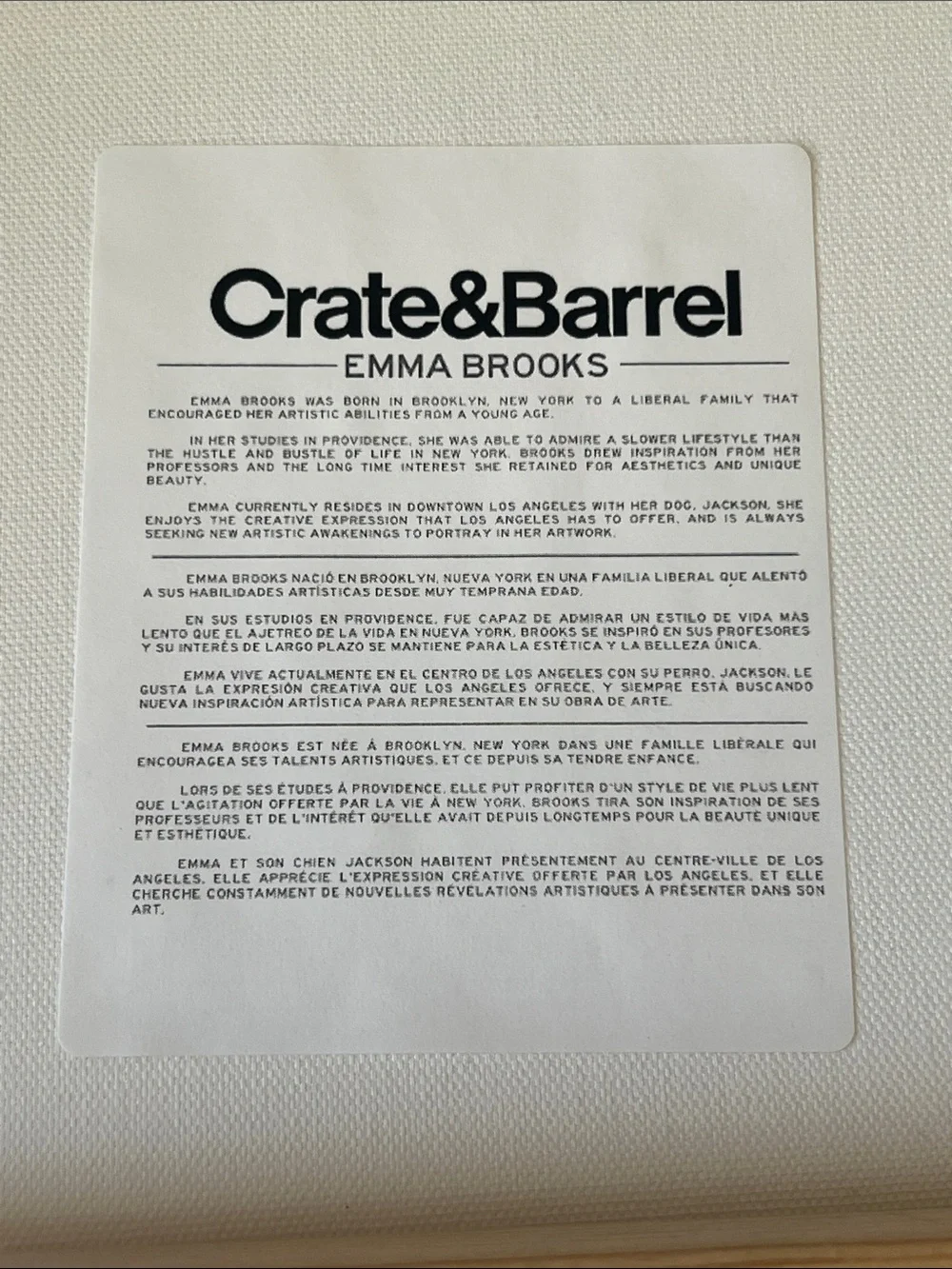 Crate and Barrel dog picture
